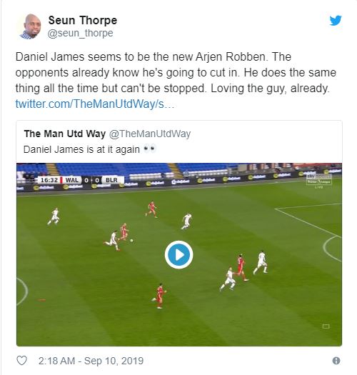United fans compare Dan James to Arjen Robben after Wales goal - Bóng Đá