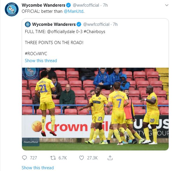 Wycombe Wanderers châm biếm MU - Bóng Đá