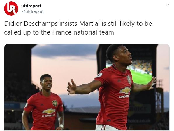 Fan React: Didier Deschamps insists Martial is still likely to be called up to the France national team - Bóng Đá