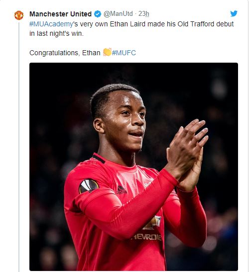 Man Utd fans hail Ethan Laird after he makes Old Trafford debut against AZ Alkmaar - Bóng Đá