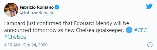 Frank Lampard reveals Chelsea will announce signing of Edouard Mendy in next 24 hours - Bóng Đá
