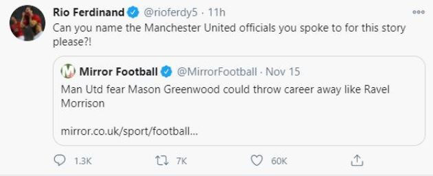 Man United legend Rio Ferdinand hits back at harsh claims that Mason Greenwood could throw career away and urges newspaper to ‘name’ sources - Bóng Đá
