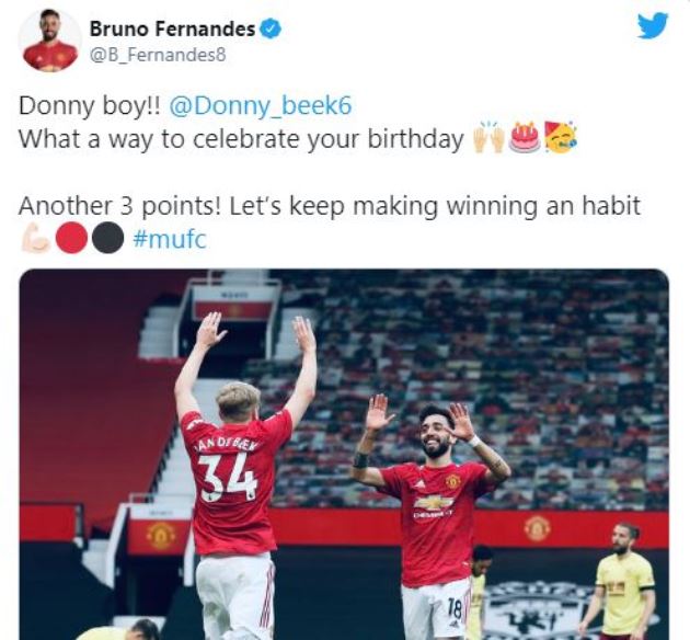 Bruno Fernandes sends message to Manchester United teammate Donny van de Beek after first Premier League assist - Bóng Đá
