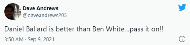 Daniel Ballard 'Better than Ben White': Some fans hail Arsenal player's 'immense' display for his country last night - Bóng Đá
