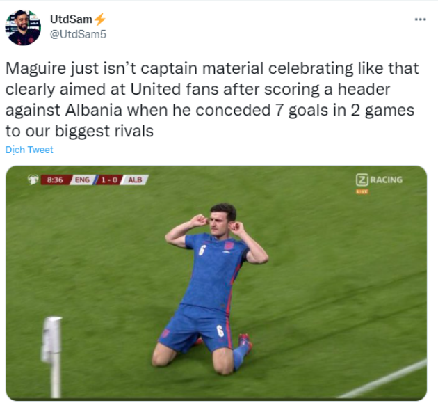 Giúp Anh hủy diệt Albania, Maguire ăn mừng như thách thức - Bóng Đá