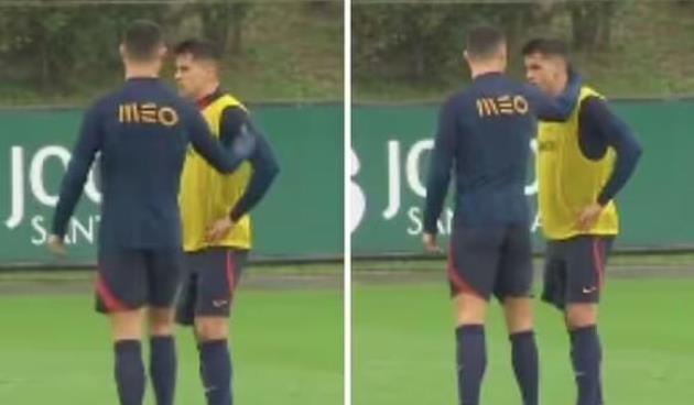 Joao Cancelo manhandled by Cristiano Ronaldo in strange Portugal training incident - Bóng Đá