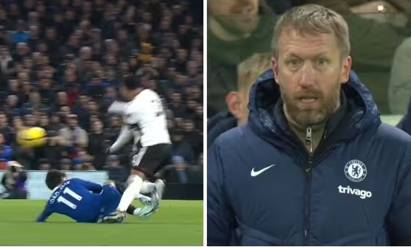 Chelsea boss Graham Potter's four-word reaction to Joao Felix red card caught on camera - Bóng Đá