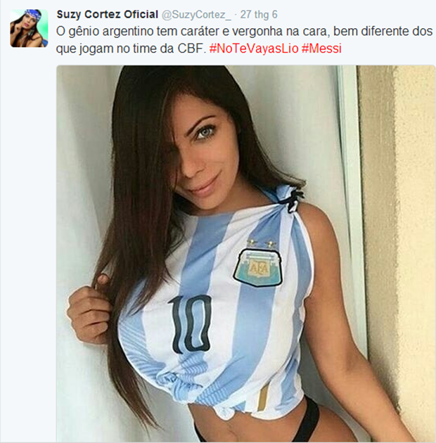 Hoa hậu Brazil cũng lên tiếng kêu gọi Messi ở lại