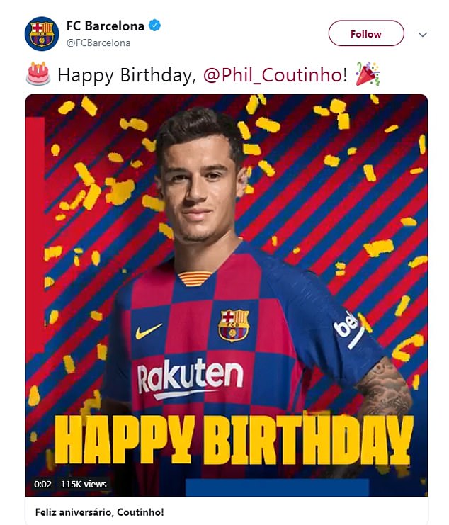 Liverpool fans troll birthday boy Philippe Coutinho with pictures of their Champions League success... after the Barcelona star LEFT Anfield to win the competition - Bóng Đá