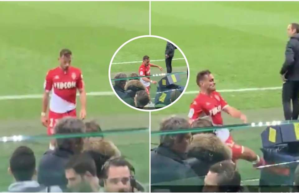 Monaco player kicks VAR monitor and storms off the pitch after controversial red card - Bóng Đá