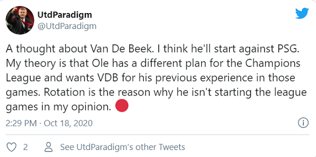 Fans call for Van de Beek to start for United against PSG - Bóng Đá