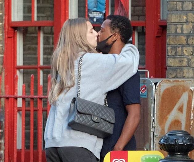 Married footballer Patrice Evra shares a steamy kiss with model girlfriend Margaux Alexandra after they were spotted on romantic lunch date - Bóng Đá