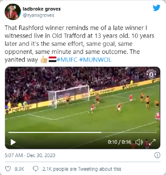 Marcus Rashford's winner vs Wolves is identical to Man Utd goal from 10 years ago - Bóng Đá