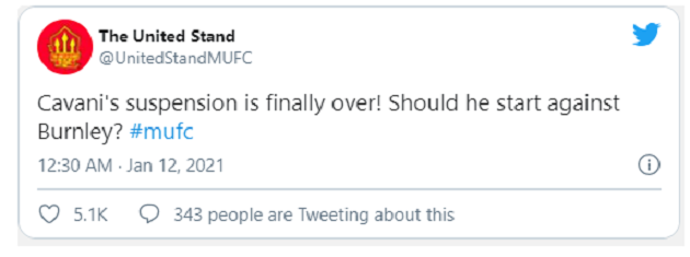 Manchester United fans make Edinson Cavani demand vs Burnley - Bóng Đá