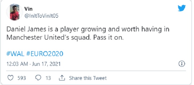Daniel James leaves Manchester United fans with the same thought after Wales Euro 2020 win - Bóng Đá