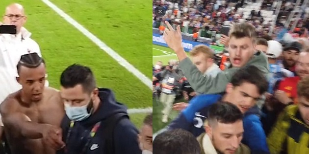 Supporter gets hit after receiving Koundé match shirt - Bóng Đá