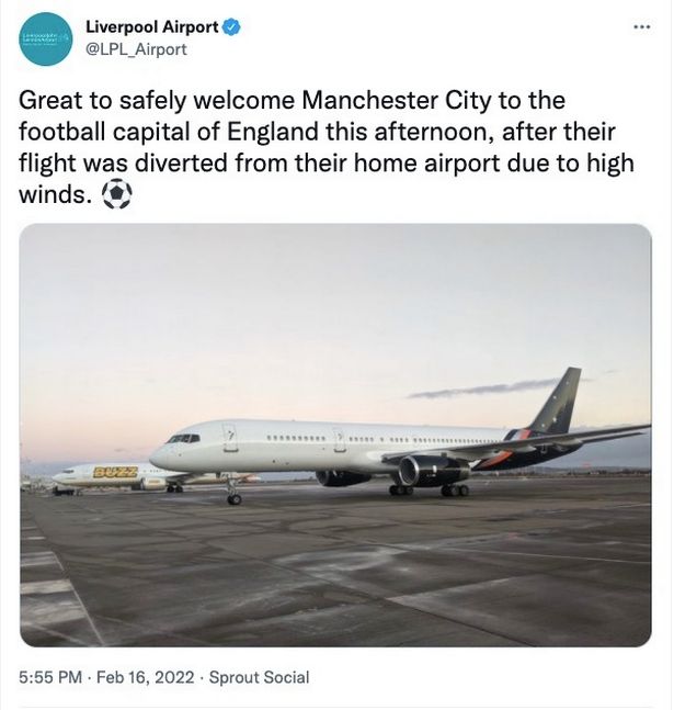 Liverpool Airport takes cheeky dig at Manchester City after Storm Dudley chaos - Bóng Đá