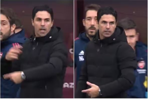 Arsenal boss Mikel Arteta appears to mock referee in furious reaction vs Aston Villa - Bóng Đá