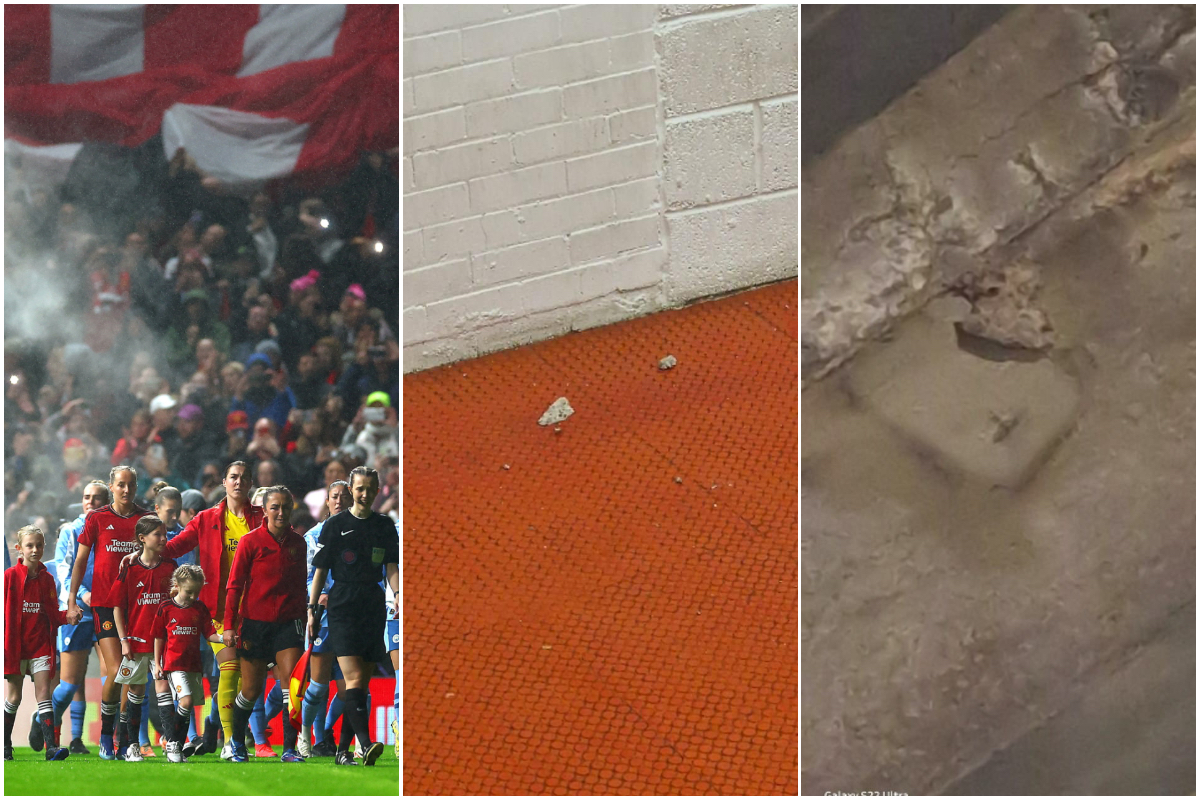 Part of Old Trafford's concrete ceiling 'falls on Man Utd fans' amid deterioration criticism - Bóng Đá