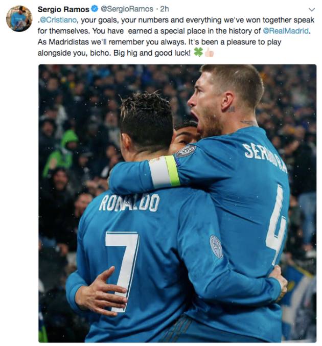 Ramos phản ứng thế nào với quyết định gia nhập Juventus của Ronaldo? - Bóng Đá