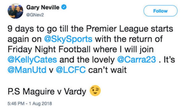 Gary Neville gây bão với dòng trạng thái về mục tiêu của Man Utd maguire - Bóng Đá