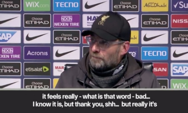 Klopp chỉ dùng 1 từ để miêu tả thất bại của Liverpool trước Man City - Bóng Đá