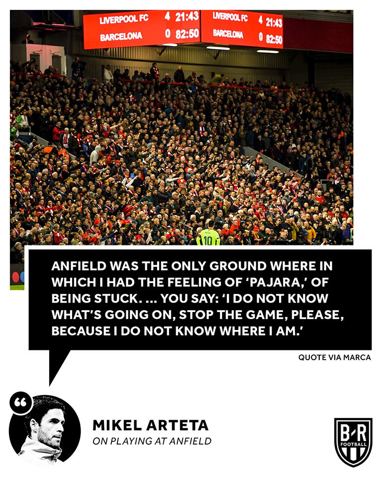 Anfield is different - Mikel Arteta - Bóng Đá