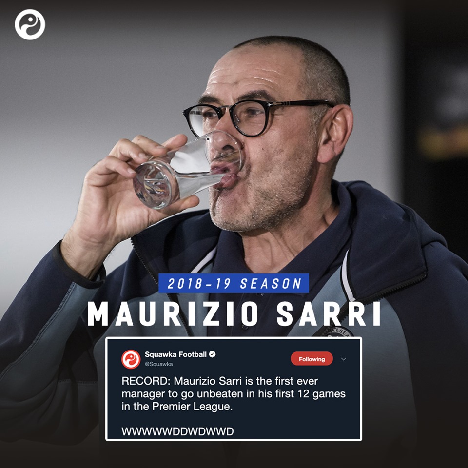 Sarri is the first manager to go unbeaten in his 12 games in the EPL - Bóng Đá