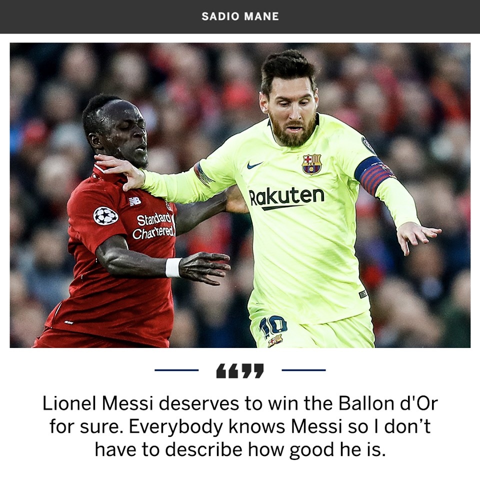 Sadio Mané gives Leo Messi his vote (Ballon d'Or) - Bóng Đá