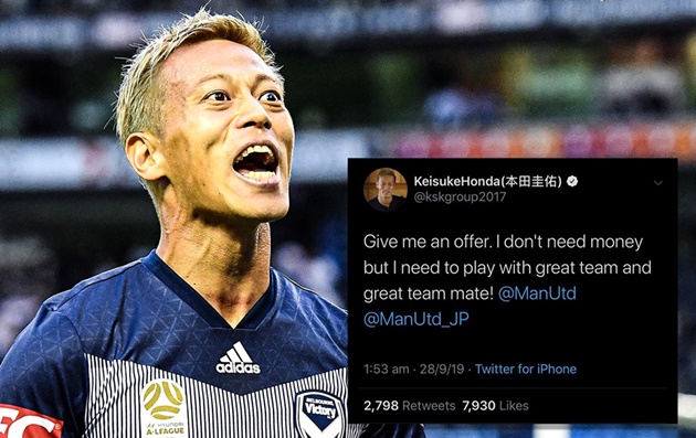Keisuke Honda kêu gọi Man Utd đưa ra đề nghị chuyển nhượng - Bóng Đá