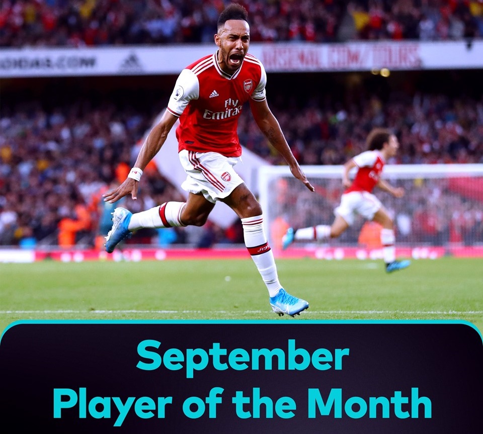 Five goals in four games makes Pierre-Emerick Aubameyang September’s Premier League Player of the Month - Bóng Đá
