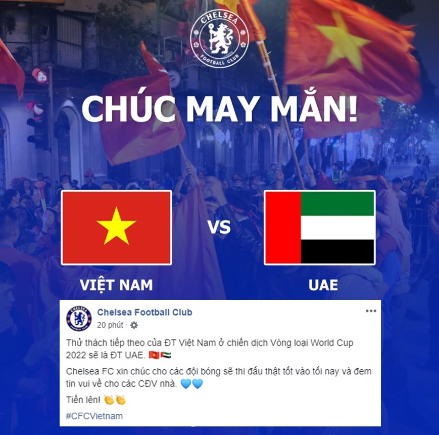 Chelsea Football Club gửi lời chúc tới ĐT Việt Nam - Bóng Đá