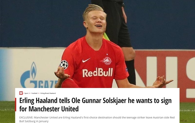 Erling Haaland tells Ole Gunnar Solskjaer he wants to sign for Manchester United - Bóng Đá
