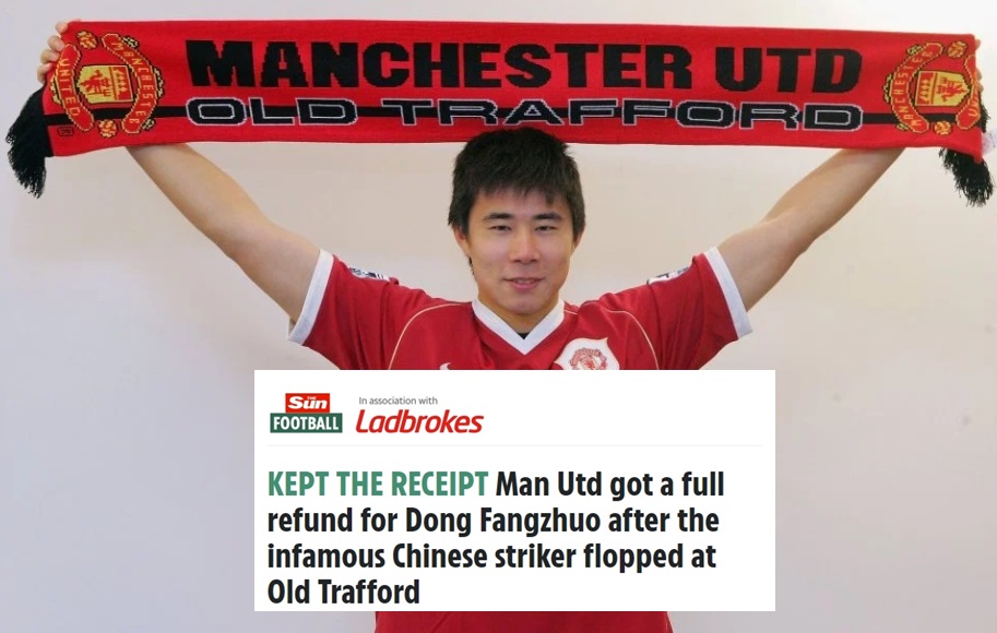  Man Utd got a full refund for Dong Fangzhuo after the infamous Chinese striker flopped at Old Trafford - Bóng Đá