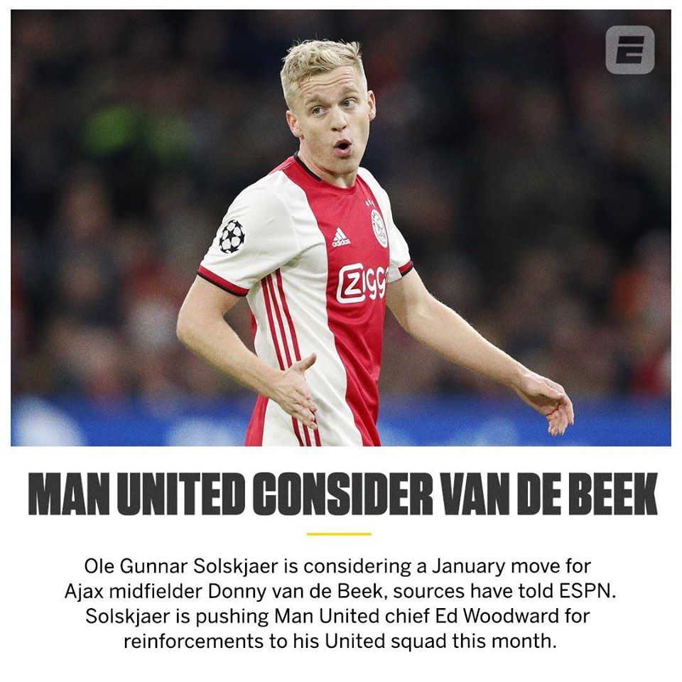 Manchester United are considering a January move for Ajax midfielder Donny van de Beek, sources have told Mark Ogden  - Bóng Đá