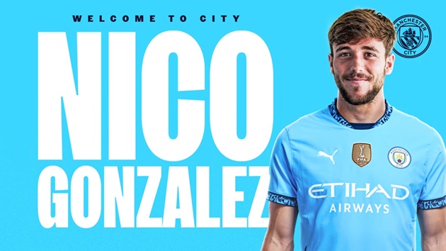 CHÍNH THỨC: Nico Gonzalez gia nhập Man City