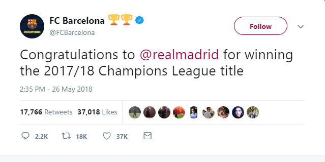 Real Madrid vô địch, đại kình địch lên tiếng chúc mừng - Bóng Đá