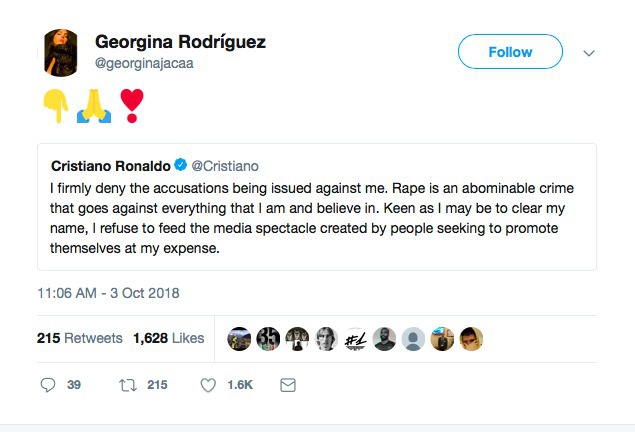Bạn gái của Ronaldo đã lên tiếng về cáo buộc hiếp dâm - Bóng Đá