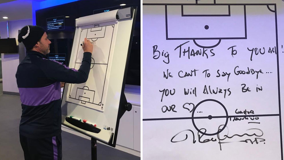 The goodbye message Pochettino wrote on Tottenham's tactics board - Bóng Đá
