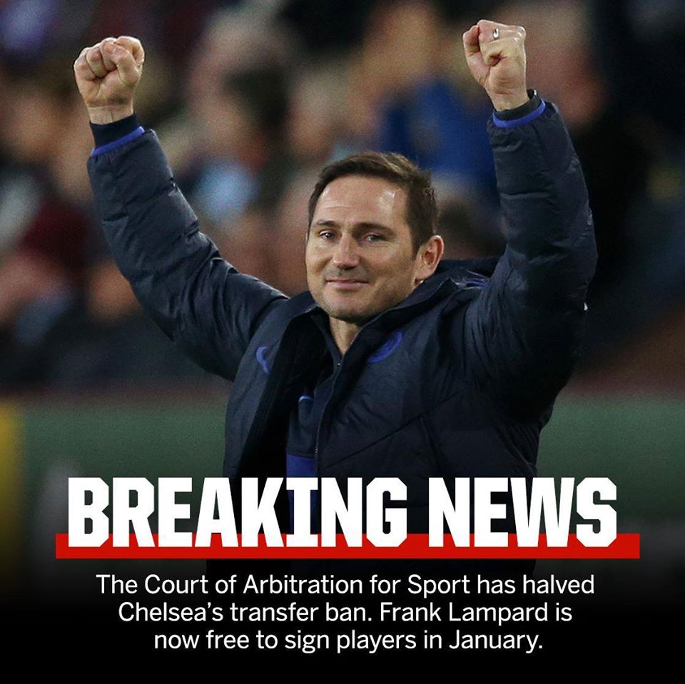 BREAKING: Chelsea Football Club are free to sign players again in January. - Bóng Đá