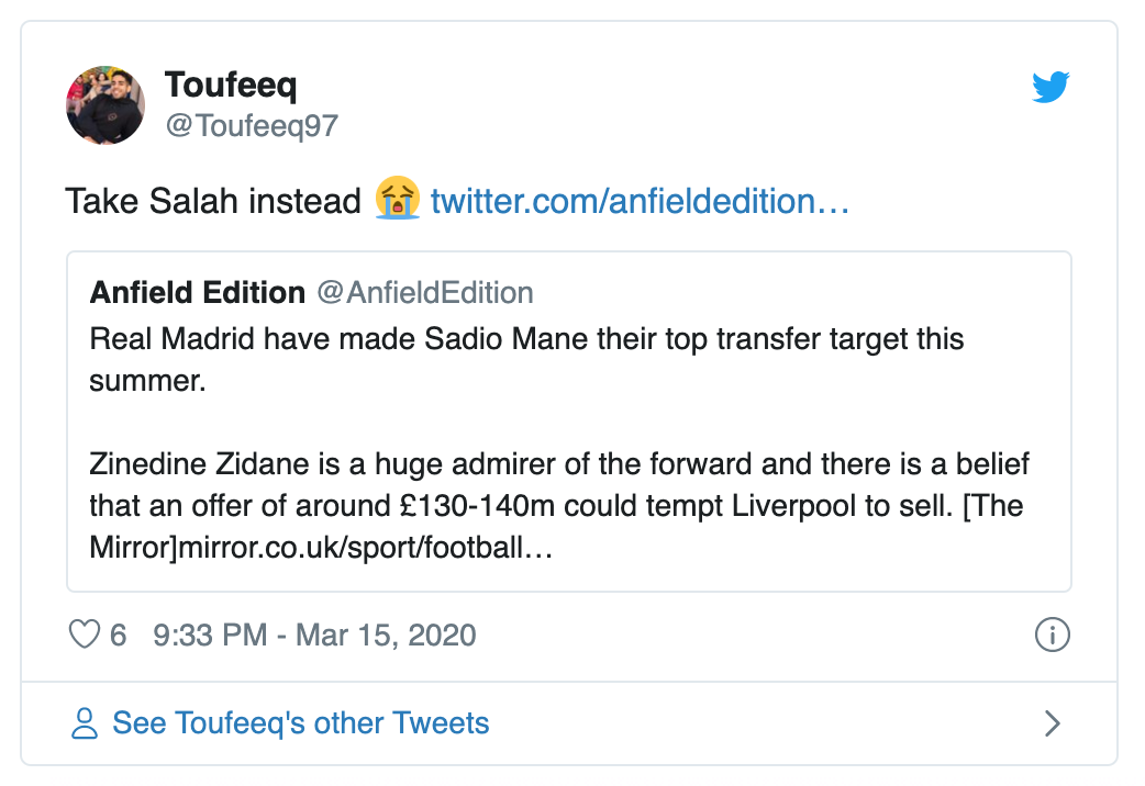 Liverpool fans react to Sadio Mane exit reports - Bóng Đá