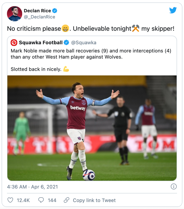 Declan Rice reacts to West Ham win over Wolves - Bóng Đá