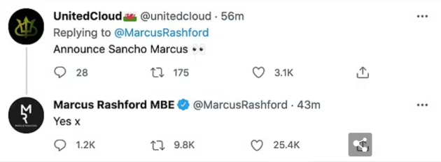 Has Marcus Rashford confirmed Jadon Sancho's move to Manchester United? Striker appears to reveal his England team-mate's £77m switch to Old Trafford - Bóng Đá