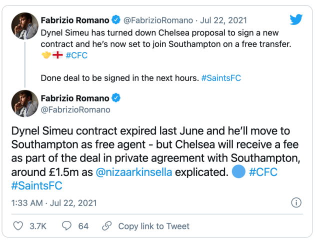 Report: Chelsea youngster Dynel Simeu set to complete free transfer to Southampton - Bóng đá Việt Nam
