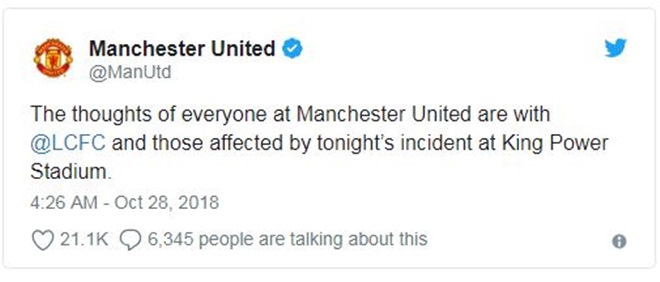 Trực thăng Chủ tịch Leicester gặp tai nạn, các CLB Premier League bày tỏ sự xót thương - Bóng Đá