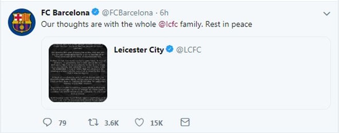 Chủ tịch Leicester qua đời, các đội bóng Premier League cùng thể hiện lòng tri ân - Bóng Đá