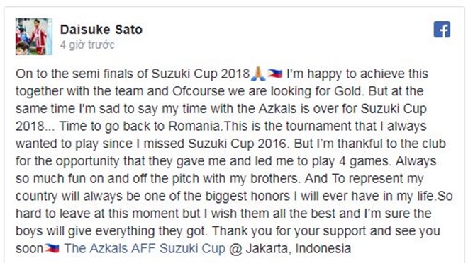 Đồng hương Honda chia tay tuyển Philippines, không tham dự trận Việt Nam - Bóng Đá