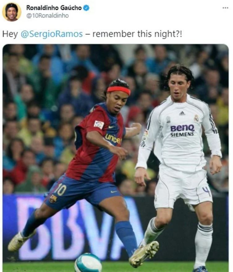 Ronaldinho khiêu khích, Sergio Ramos có lời đáp trả - Bóng Đá