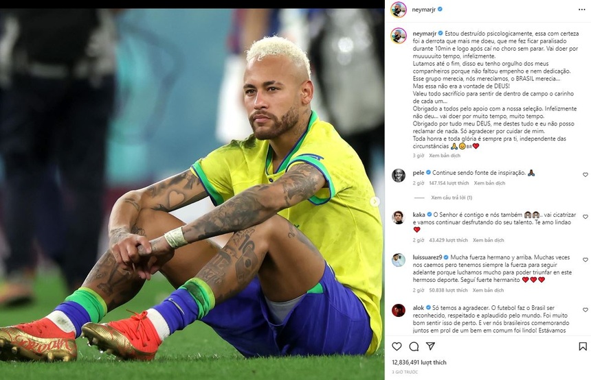 Bài đăng trên trang cá nhân của Neymar.