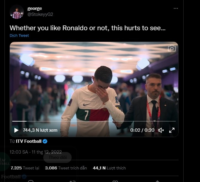  Hàng trăm nghìn người chia sẻ cảnh phim Ronaldo khóc trong đường hầm  - Bóng Đá